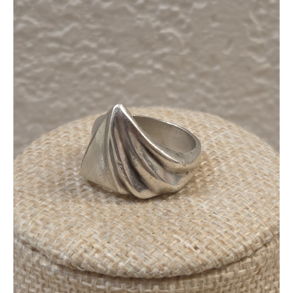 Heavy 1980s Sterling Silver Taxco Modernist Ring Size 7.5 - Picture 4 of 9